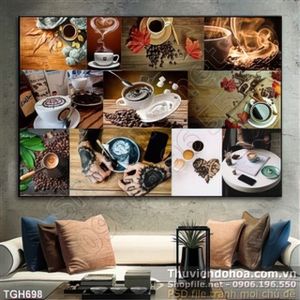 Tranh ghép bộ nhiều tấm tách cà phê