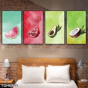Tranh ghép 4 tấm sơn dầu trái cây