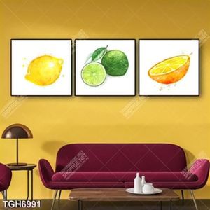 Tranh ghép 3 tấm màu nước trái chanh
