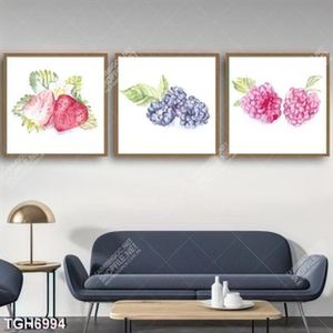 Tranh ghép 3 tấm màu nước trái cây