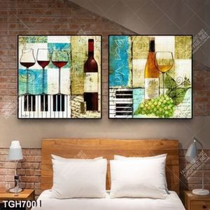 Tranh ghép 2 tấm sơn dầu chai rượu