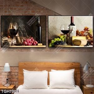 Tranh ghép 2 tấm rượu và nho