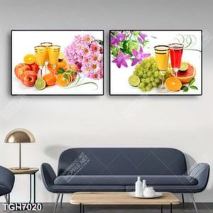 Tranh ghép 2 tấm sinh tố nước ép trang trí quán cà phê