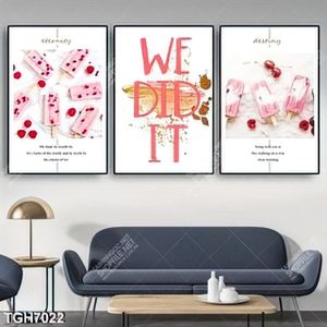 Tranh ghép 3 tấm kem dâu que