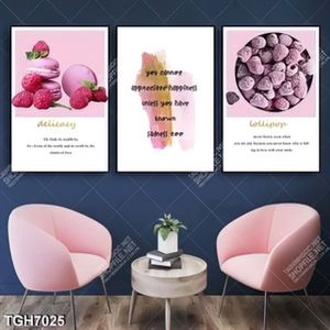 Tranh ghép 3 tấm quả mâm xôi