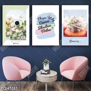 Tranh ghép 3 tấm kem và cà phê