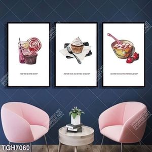 Tranh ghép 3 tấm kem va bánh