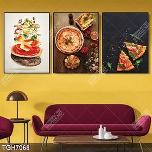 Tranh nha hang quan an ghép 3 tấm bánh pizza