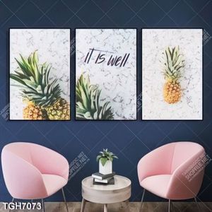 Tranh ghép 3 tấm dứa mát lạnh
