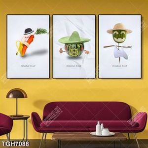 Tranh ghép 3 tấm dưa hấu và cà rốt