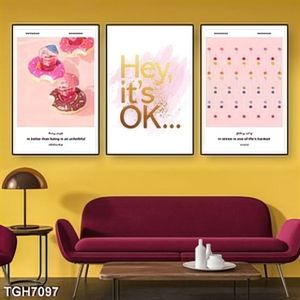 Tranh ghép 3 tấm bánh decor tiệm bánh mì