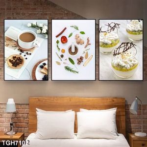 Tranh ghép 3 tấm cà phê và kem
