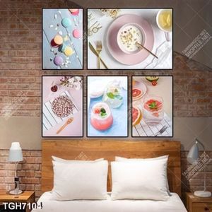 Tranh ghép 5 tấm ly kem dâu