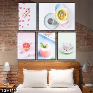 Tranh ghép 5 tấm nước chanh và bánh