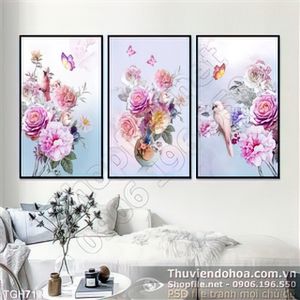 Tranh ghép hoa bộ 3 tấm đẹp ấn tượng