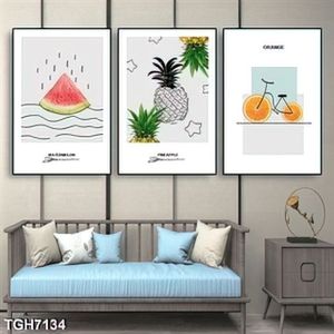 Tranh ghép 3 tấm trái cây nghệ thuật