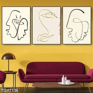 Tranh ghép 3 tấm phác thảo trừu tượng