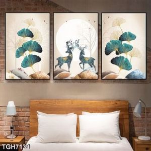Tranh 3 tấm cây và hươu