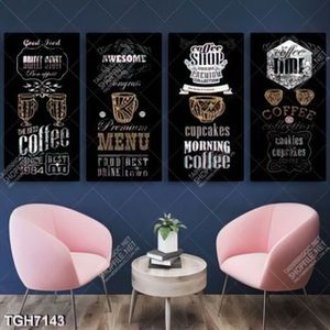 Tranh ghép 4 tấm decor quán cà phê