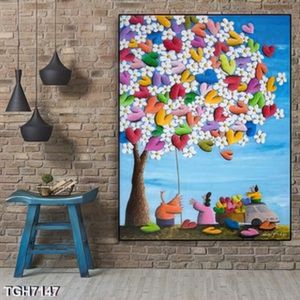 Tranh sơn dầu cây hoa trừu tượng
