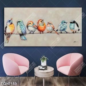 Tranh sơn dầu đàn chim trên cây