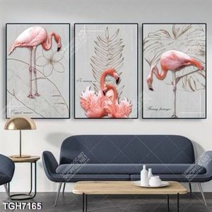Tranh ghép 3 tấm chim Hồng Hạc