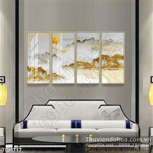 Tranh ghép khung cảnh mạ vàng nghệ thuật