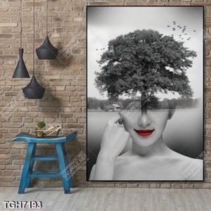 Tranh ghép người mẫu và cây