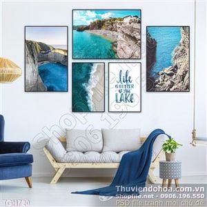 Tranh ghép vách đá bên bờ biển