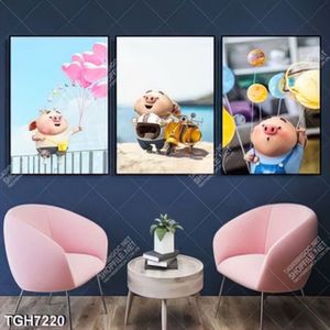 Tranh ghép 3 tấm chú heo nghộ nghĩnh
