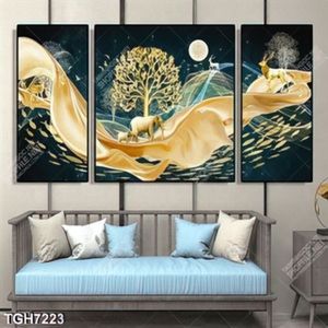 Tranh ghép 3 tấm lụa và voi