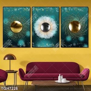 Tranh ghép 3 tấm vòng tròn decor