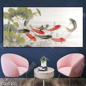 Tranh khổ dọc cá chép hoa Sen