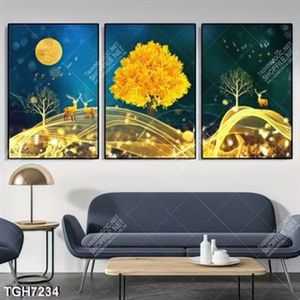Tranh ghép 3 tấm cây và hươu