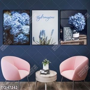 Tranh ghép 3 tấm hoa tú cầu decor