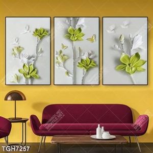 Tranh ghép 3 tấm điêu khắc hoa mộc lan