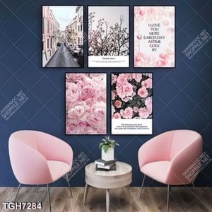 Tranh ghép 5 tấm hoa hồng decor đẹp