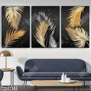 Tranh ghép 3 tấm lá dừa gold