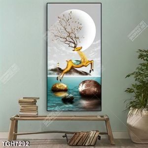 Tranh ghép hươu trên sông