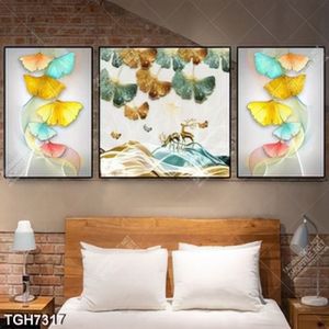 Tranh ghép 3 tấm decor nghệ thuật in kính