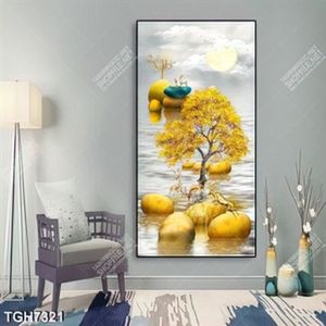 Tranh khổ dọc hươu và cây gold
