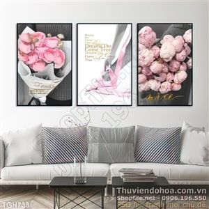 Tranh ghép hoa màu hồng 3d