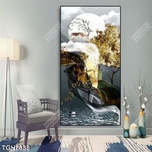 Tranh sơn dầu trừu tượng hươu trên núi