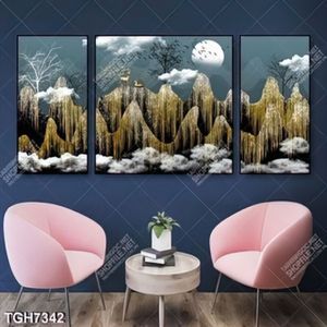 Tranh ghép 3 tấm núi và mây