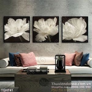 Tranh ghép hoa màu trắng
