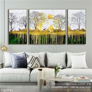 Tranh ghép nghệ thuật cánh rừng mạ vàng