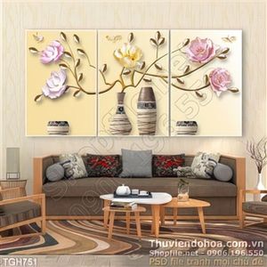 Tranh ghép bình hoa lụa 3d đẹp