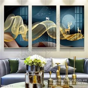 Tranh ghép nghệ thuật con nai và ánh trắng