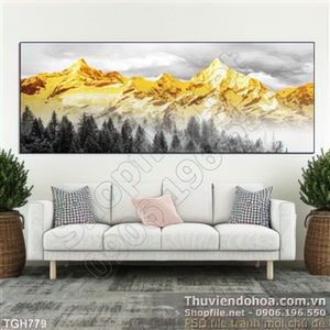 Tranh ghép đồi núi mạ vàng 3d
