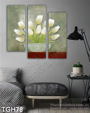 Tranh ghép hoa Tulip giả ngọc